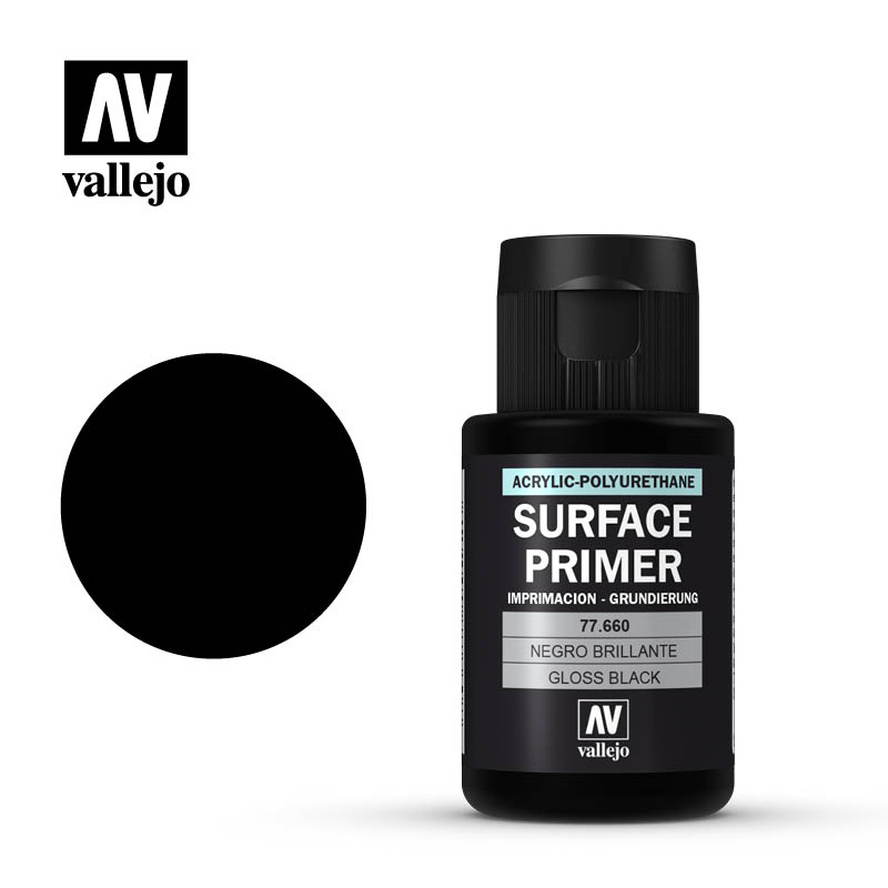 Vallejo Metal Color: Gloss Black Primer 200ml Bottle
